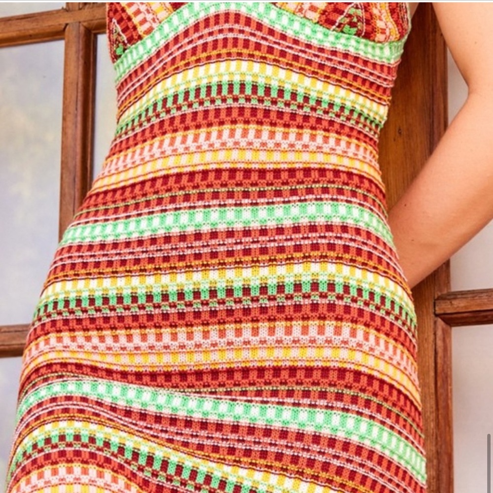 915. The Resort Striped Crochet Maxi Dress - Picture 4 of 4